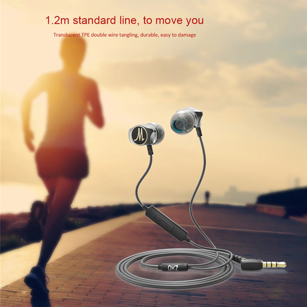 QKZ DM7 Earphone Built-in Mic HiFi Heavy Bass 3.5mm Earbuds Metal Stereo Noise Isolating In-ear Headset