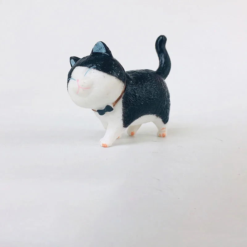 1Pcs Cute Mini PVC Animal Miniatures Japanese Bell Cat Doll Figures Toy Creative Handicraft Ornaments Home Decoration Crafts