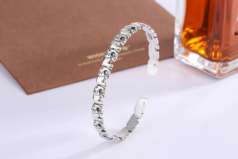 New Fashion Cute Elephant Group Baby Elephant 925 Sterling Silver Bangles Personality Animal Exquisite Opening Bracelets TYB173