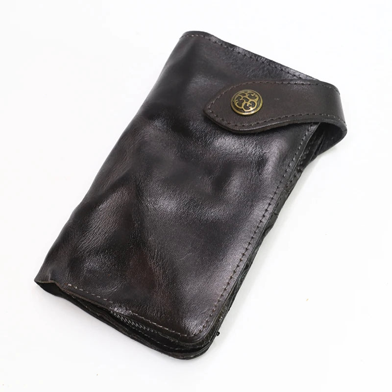 100% Genuine Leather Women's Wallet Vintage Cowhide Large Capacity Short Bifold Female Purse Card Holder With Zipper Coin Pocket