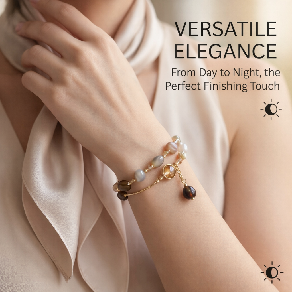 Layered Natural Stone Wrap Bracelet