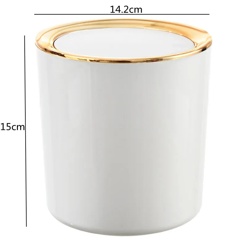 Small Round Plastic Trash Can Wastebasket Garbage Container Bin with Swing Top Lid  Garbage Bucket for Bathrooms Kitchens FU