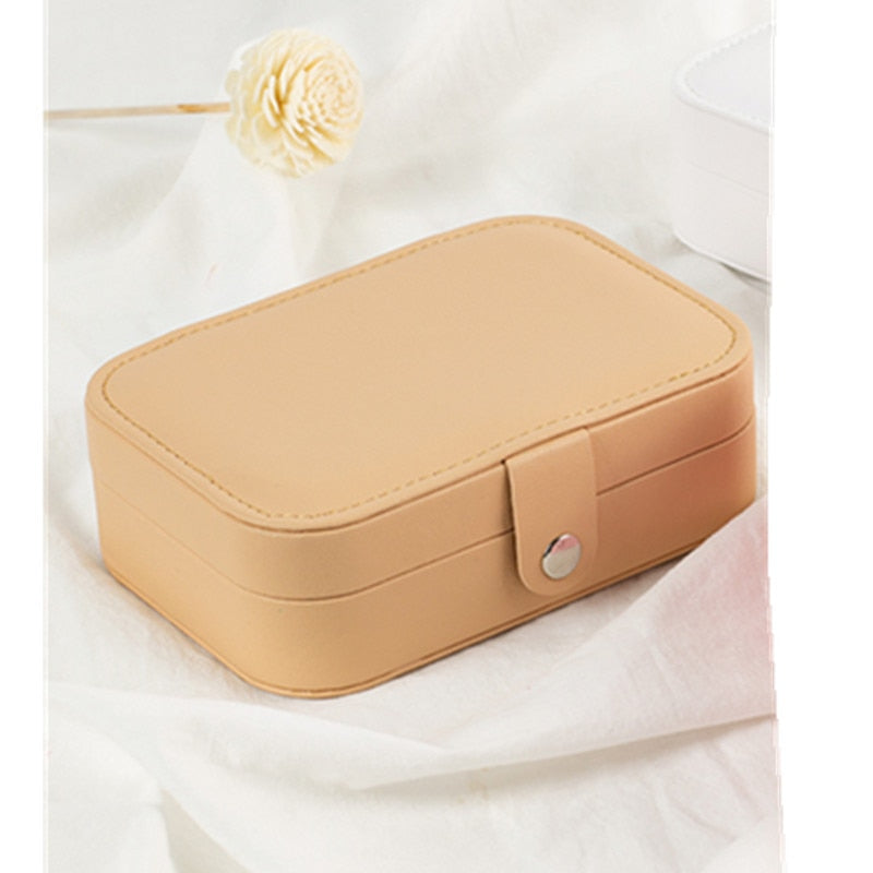 Protable Leather Jewelry Storage Box Earrings Ring Necklace Case Jewel Packaging Travel Cosmetics Beauty Organizer Container Box