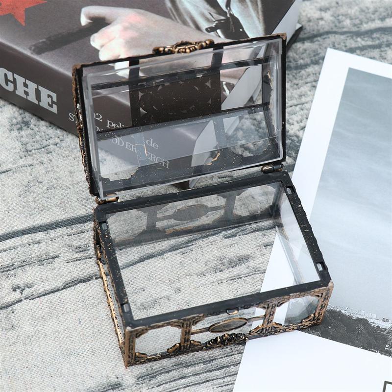 Vintage Transparent Pirate Treasure Storage Box Candy Trinket for Jewelry Crystal Gem Trinket Box Holder Organizer Earrings Ear