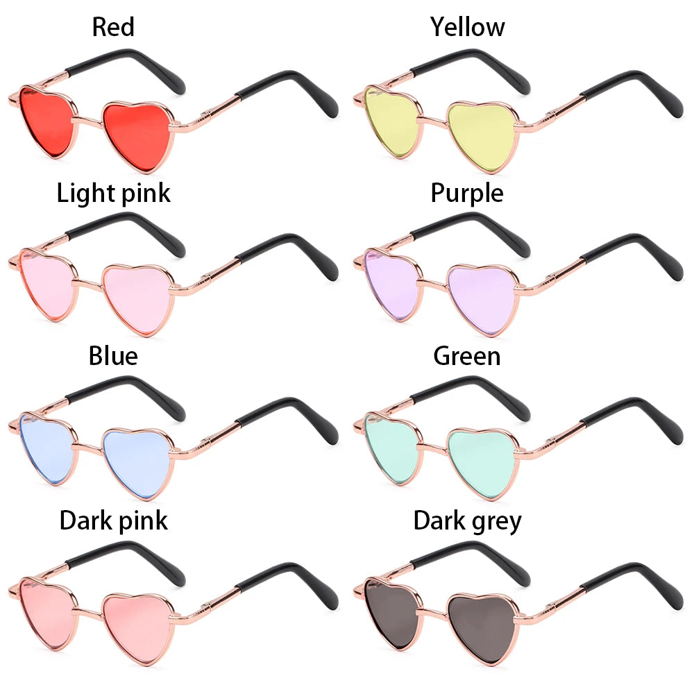 1PC Heart Metal SunglassesPet Cat Fashion Pet Sunglasses Cat Eye-wear Little Dog Cat Photos Props Cute Cool Dress Up Glasses