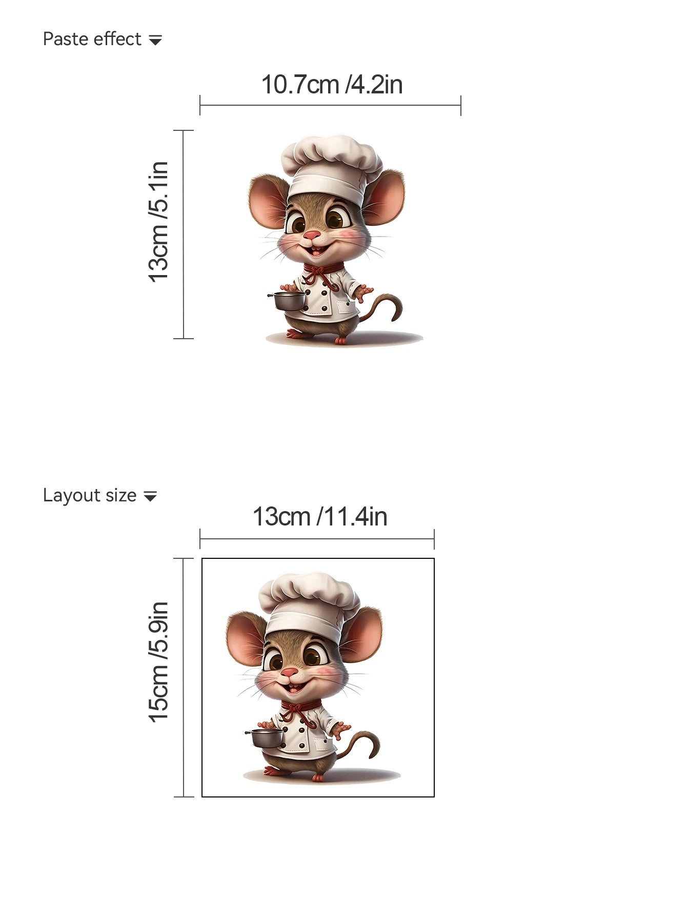 Cartoon Cute Little Mouse Chef Series Wall Stickers, Home Furnishings, Restaurant Decorations, Self Adhesive Paintings