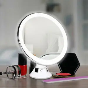 Makeup Mirror 10x Magnifying Mirror 14 Led Light Wall Suction Cosmetic Touch Screen Vanity Table Magnification Cosmetic Mirrors