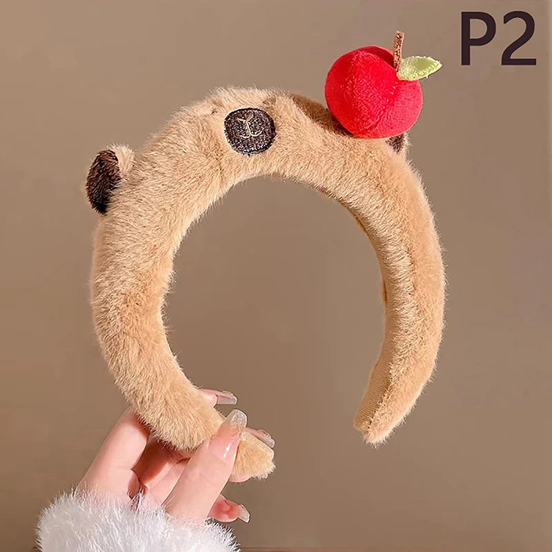 Capybara Kids Plush Headband Cartoon Anime Doll Hair Band Wash Face Bundle Hair Band Autumn/winter Headwear Girl Gift