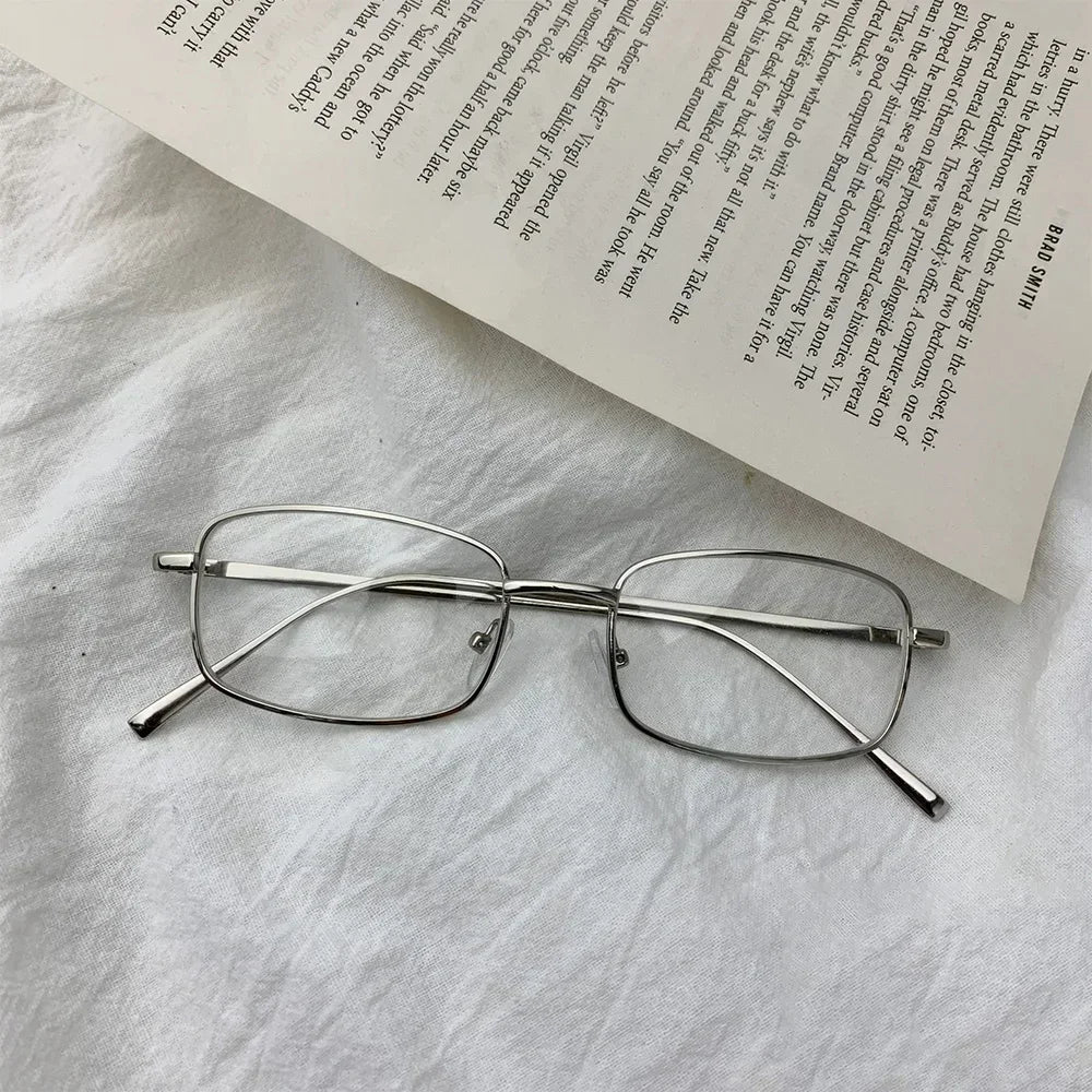 Y2K Harajuku Small Square Frame Glasses Women Retro Metal Eyeglasses Clear Reading Spectacle Blue Light Blocking Eyewear