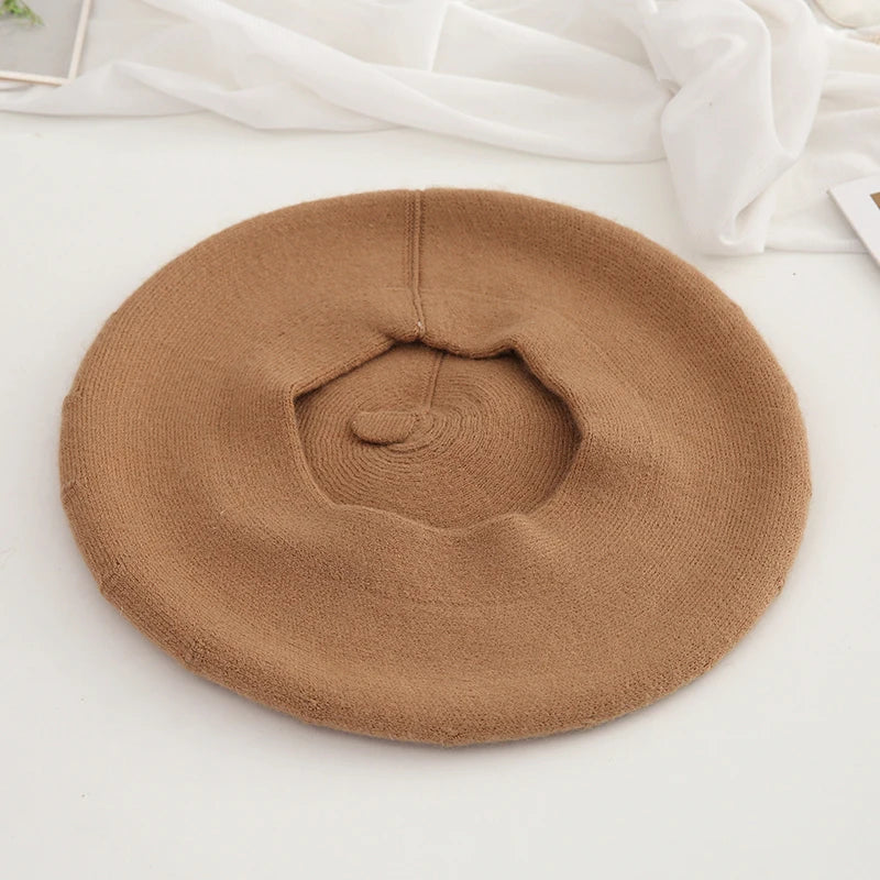 Hat for women big size circumference winter soft cashmere Beret Hat Women retro warm knitting artist hat casual pumpkin hat