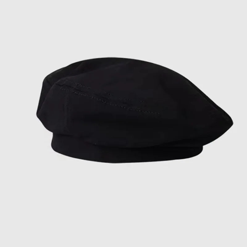 Korean Classic Premium Feel Black Beret Spring Autumn Thin Solid Color INS Trendy Versatile Painter Hat Simple Caps for Women