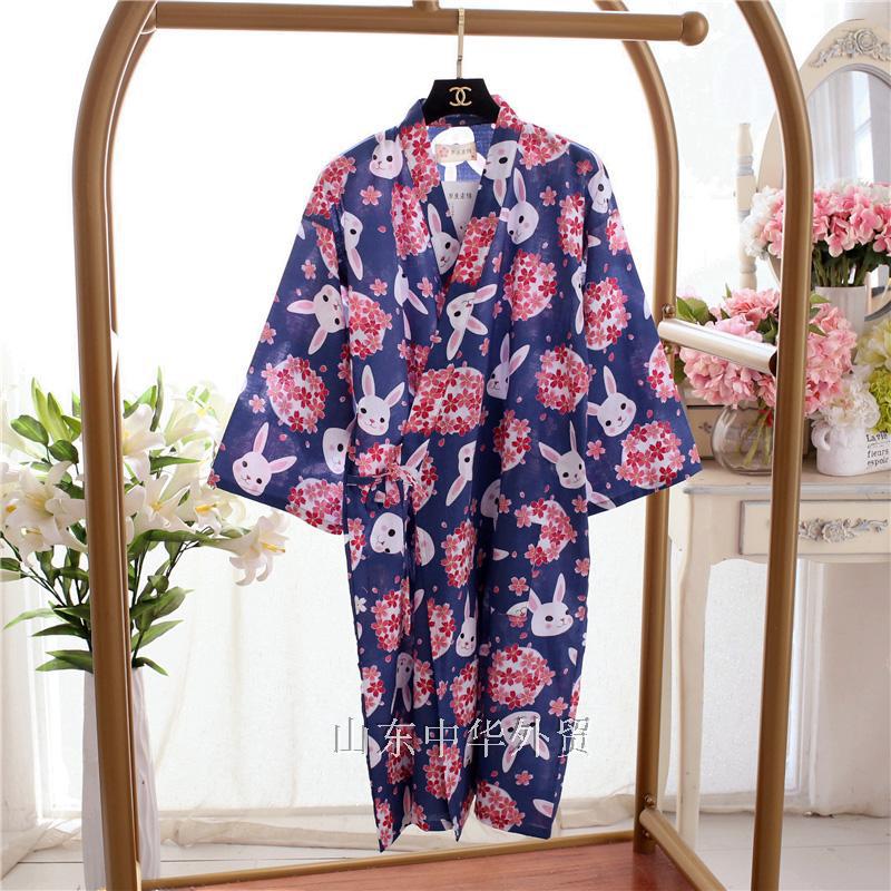 pajamas summer new 100% cotton gauze pajamas nightgown ladies SPA yukata homewear long pajamas women