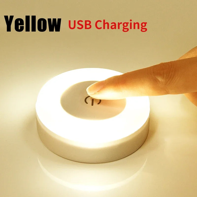 3 Modes LED Night Lights USB Charged Magnetic Base Wall Light Portable Round Dimming Sensor Lamp for Kitchen Bedroom Lighting