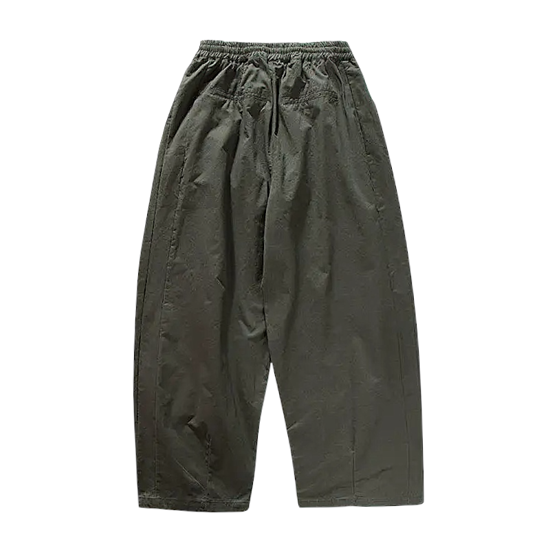 Barrel pleated pants with elastic waist