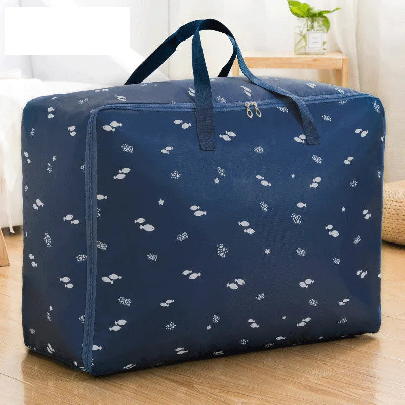 Waterproof Oxford Cloth Quilt Storage Bag Quilt Clothing Finishing Storage Bag Heavy Clothes Floral Storage Baggage Bag 70CM