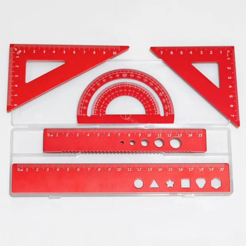 Aluminum Alloy Multifunctional Set of Rulers Rulers  Triangles Metal Stamping Processing Precision Rulers Math Drawing Tools