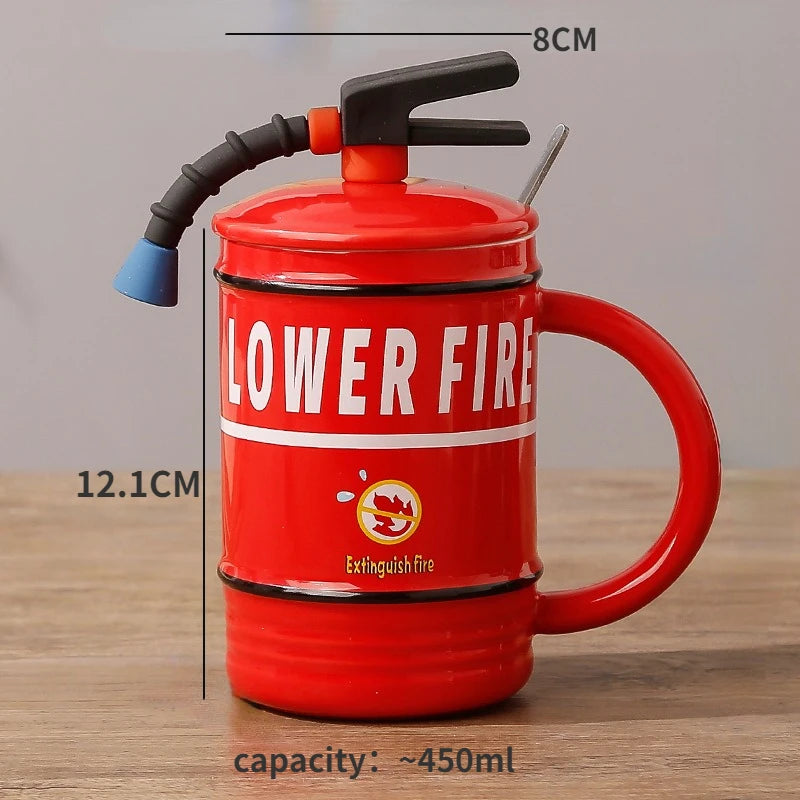 480ML Funny Fire Extinguisher Mug Office Living Room Outdoor Personality Tea Cup Male Female Student Couple Ceramic Cup