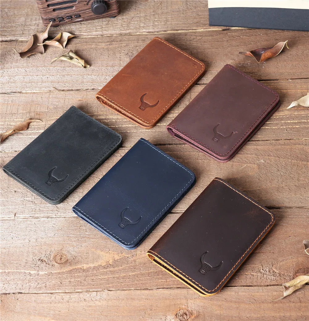 Genuine Leather Card Wallet for Men Credit ID Card Holder Women Money Clip Cash Slim Case Soft Purse 6 Card Slots NT004