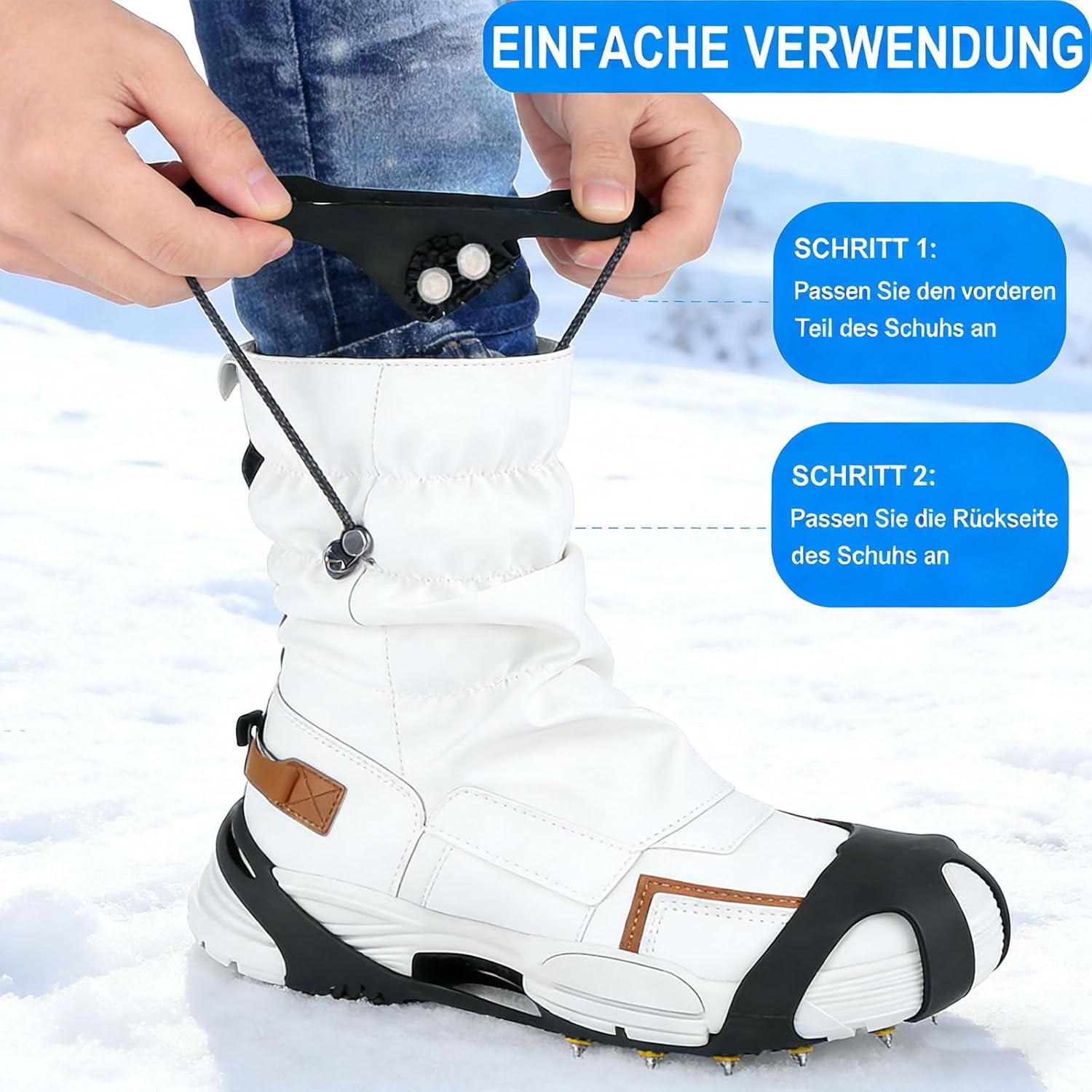 2026 Neu Spikes für Schuhe Winter, Schuhspikes zum überziehen 10 Zähne, Spikes Schuhe gegen Glatteis Steigeisen für Wanderschuhe Outdoor Laufen Wandern für Männer und Frauen