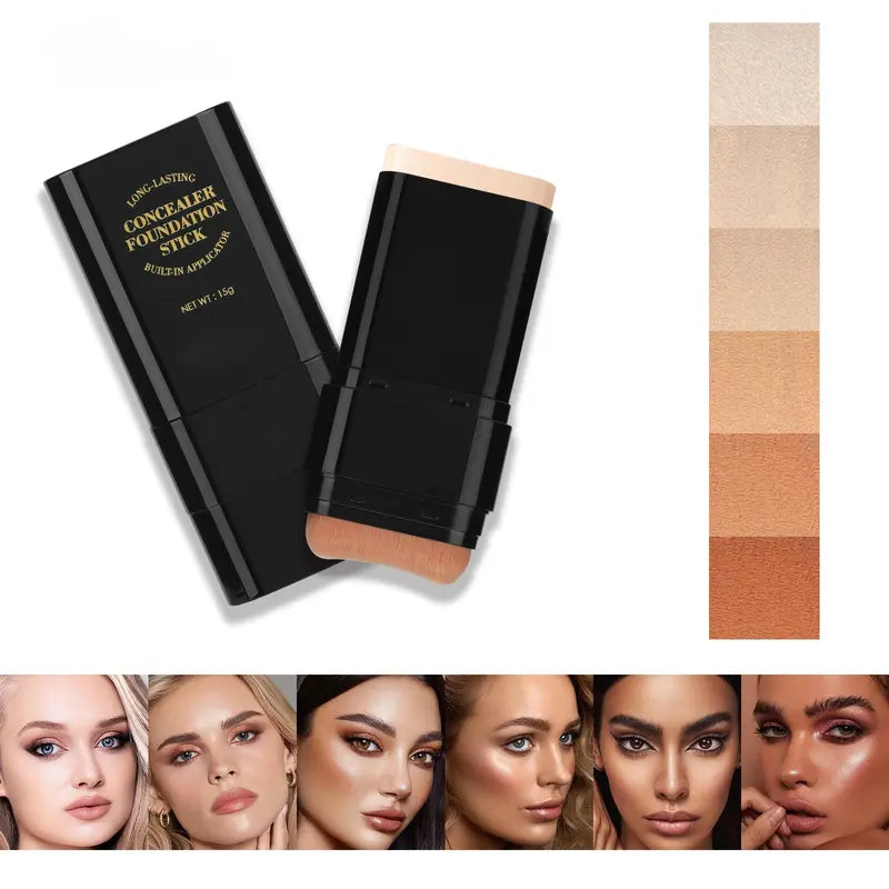 Dual-Ended Foundation & Concealer Stick with Built-in Brush