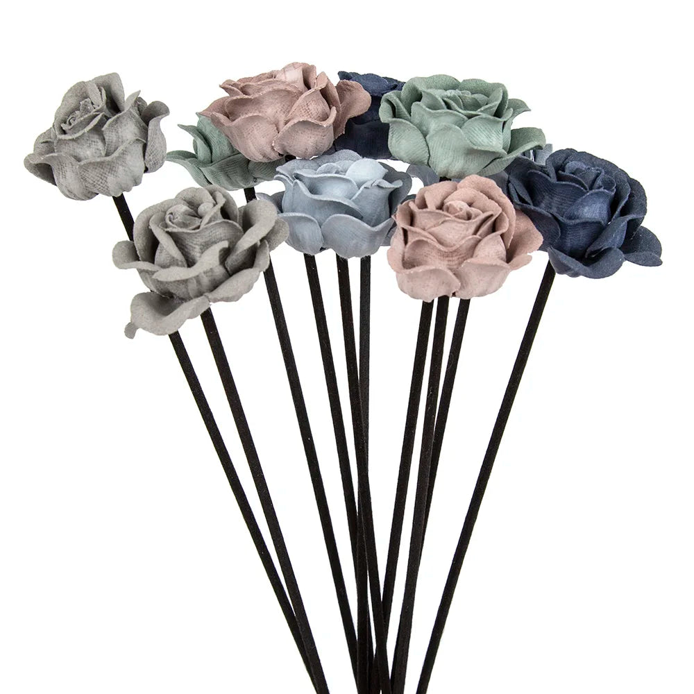 10PCS Leather Velvet Blue Grey Flower Rattan Sticks Fireless Fragrances Reed Diffuser Stick Diy Ornaments Home Decor