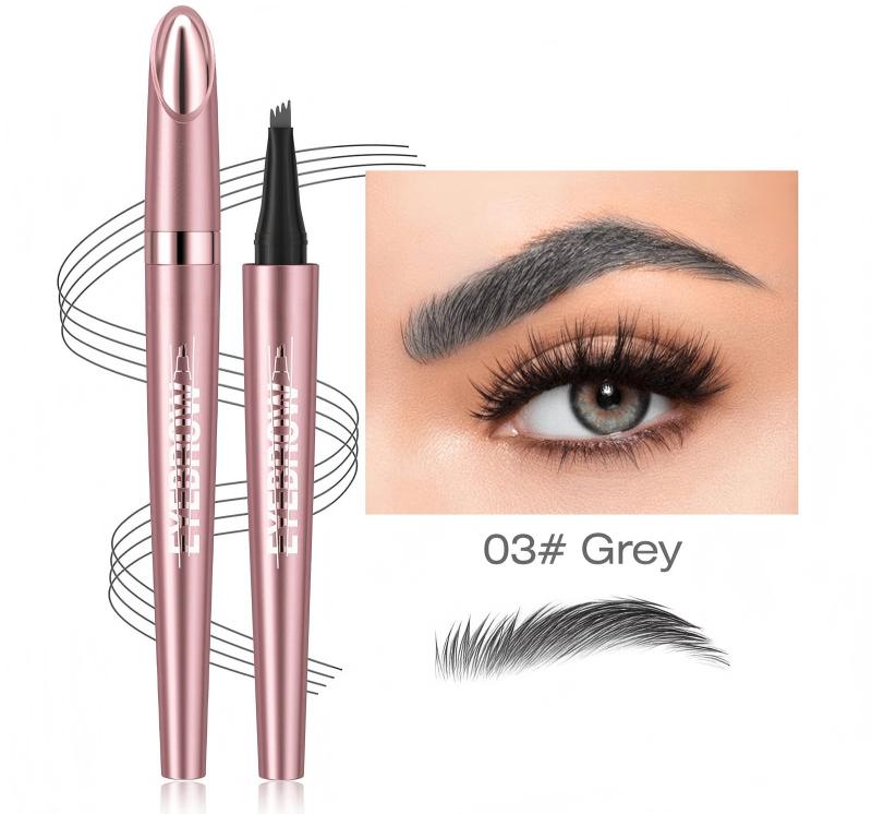 4-Tip Microblade Brow Pen - Waterproof Liquid Eyebrow Pencil for Natural Hair-Like Strokes