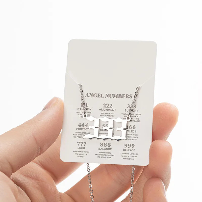 Stainless Steel Angel Number Lucky Numbers Necklaces 111 222 333 444 555 777 888 999 666 000 Pendant Necklace Charms Jewelry