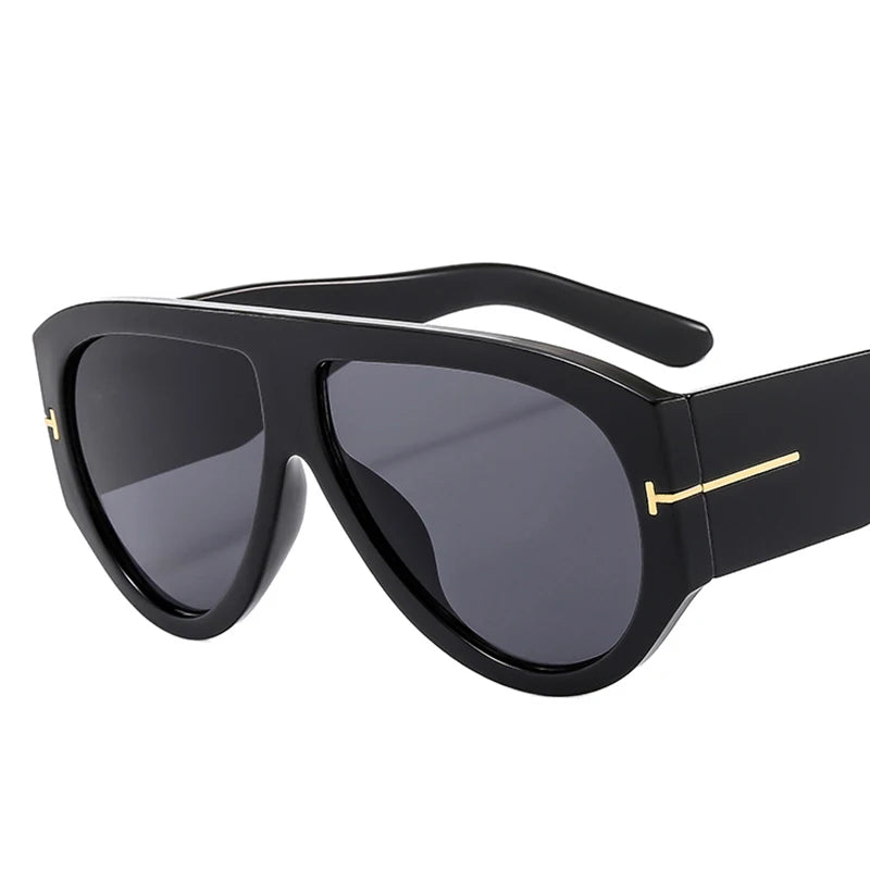 Oversized Pilot Sunglasses Women Fashion 2023 Luxury Big Frame One Piece Gradient Sunglasses Retro Classic Thick Shades