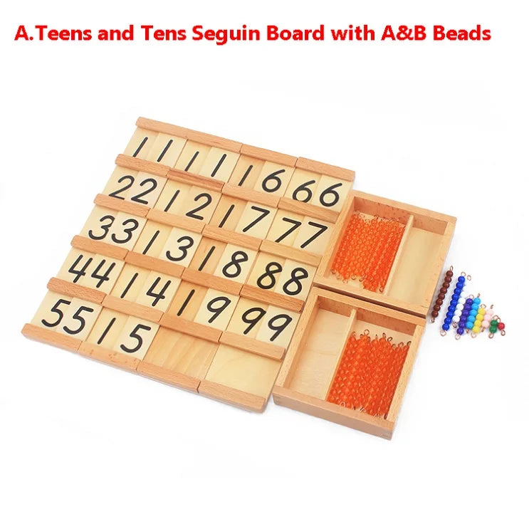 Montessori Teaching Math Toys Teens and Tens Seguin Board with Beads Bars Wood Toys Early Childhood Education Preschool Training