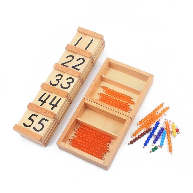 Montessori Teaching Math Toys Teens and Tens Seguin Board with Beads Bars Wood Toys Early Childhood Education Preschool Training