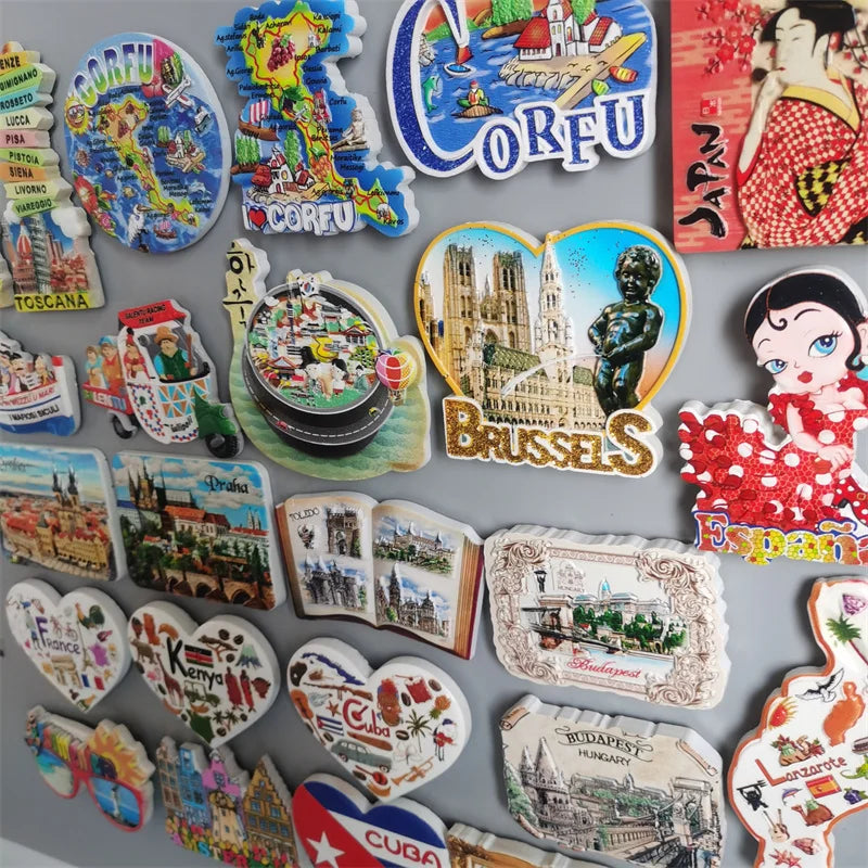 Italy Spain Espana Japan Korea Praha Hungary Corfu Kenya Cuba Brussels Fridge Magnet World Travel Souvenir Home Decor