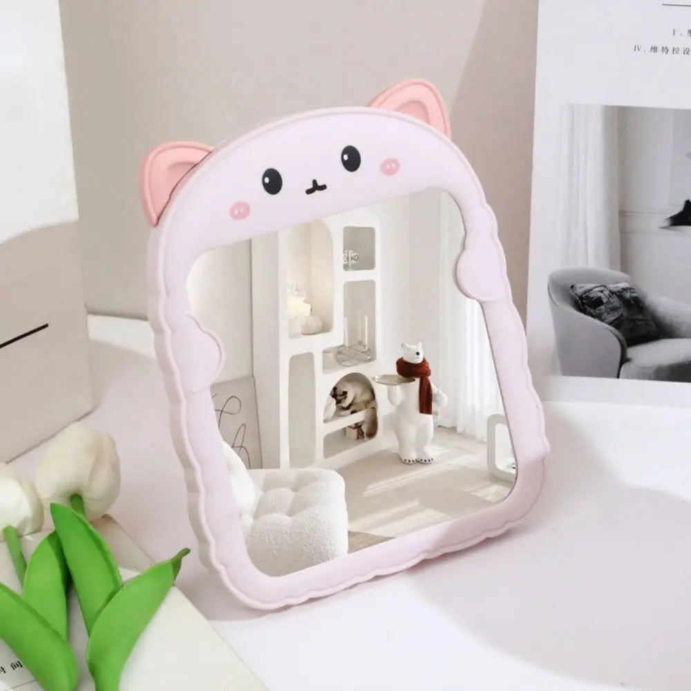 Plastic Cat Dressing Mirror Animal Cute Desktop Makeup Mirror European Style Bread Side Bear Folding Mirror Dressing Table