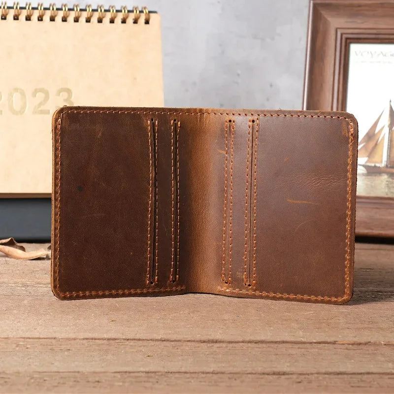 Handmade Crazy Horse Leather Personalised Wallet for Men Minimalist Leather Wallet Men Pure Leather Wallet