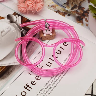 1PC Fun Soft Plastic Straw Funny Glasses Flexible Drinking Toys Party Joke Tube Tools Kids Baby Birthday Party Funny Gadgets