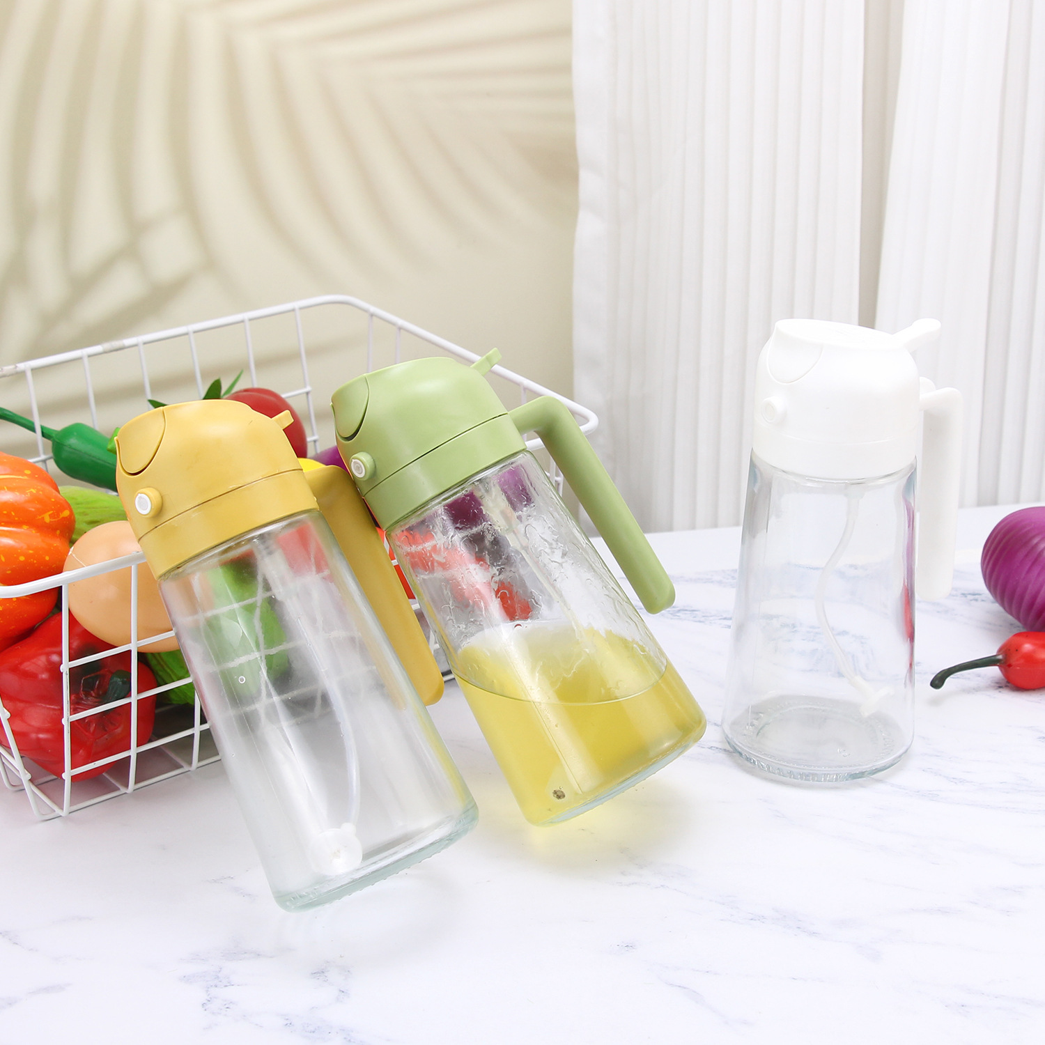 Portable Spray Bottle Spray Oil Pouring 2-in-1 Home Kitchen Glass Spray Bottle Fat Reducing Spray Bottle Shenqi
