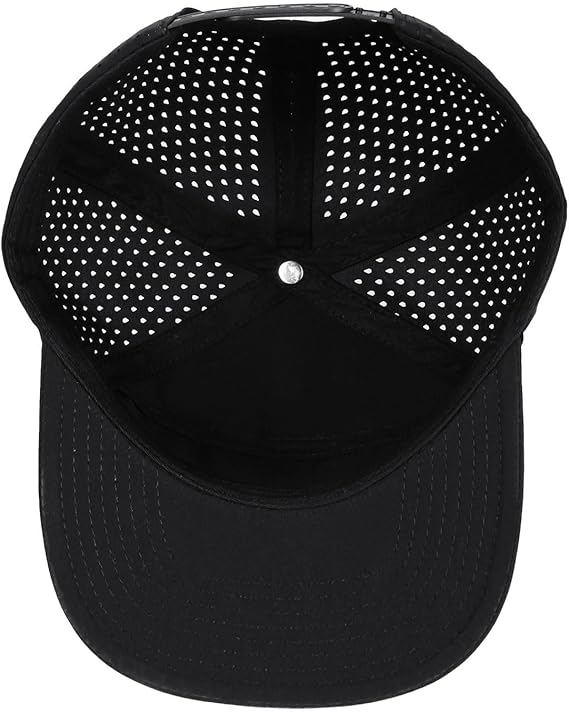 LUCKYSONG Flat Brim Adjustable Performance Hat, Performance Snapback Hats for Men Women Black