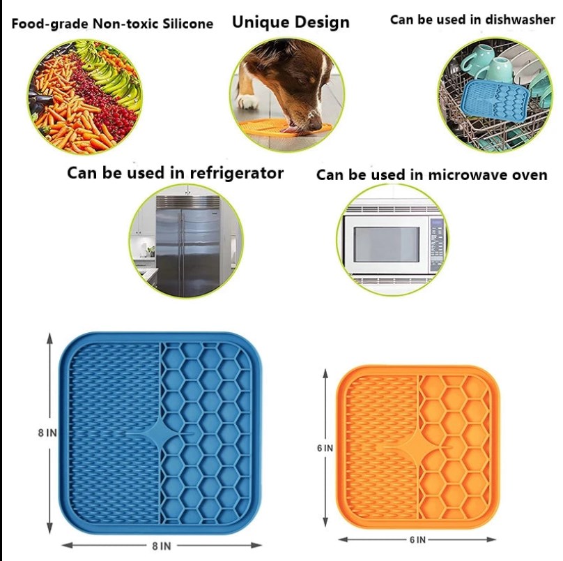 Mat for Pet Dogs Cats Slow Food Bowls Feeding Food Bowl Lick Pad Slow Feeders Puppy Bathing Distraction Pads Silicone Dispenser