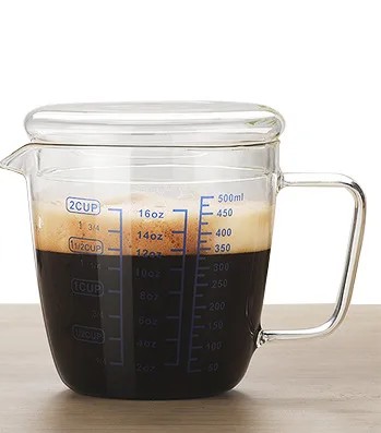 Kaffeemessbecher mit Skala, hitzebeständig, für die Küche und zum Backen, Milchbecher, großes Fassungsvermögen