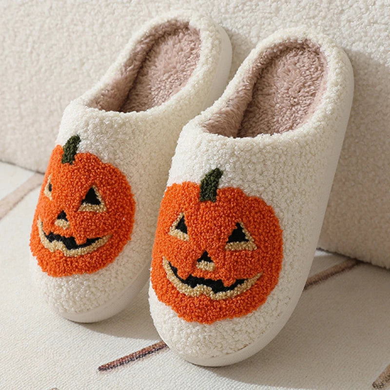 Women Indoor Slippers Soft Comfortable Embroidered Cashmere Slippers Cute Student Autumn Winter Bedroom Plush Slides