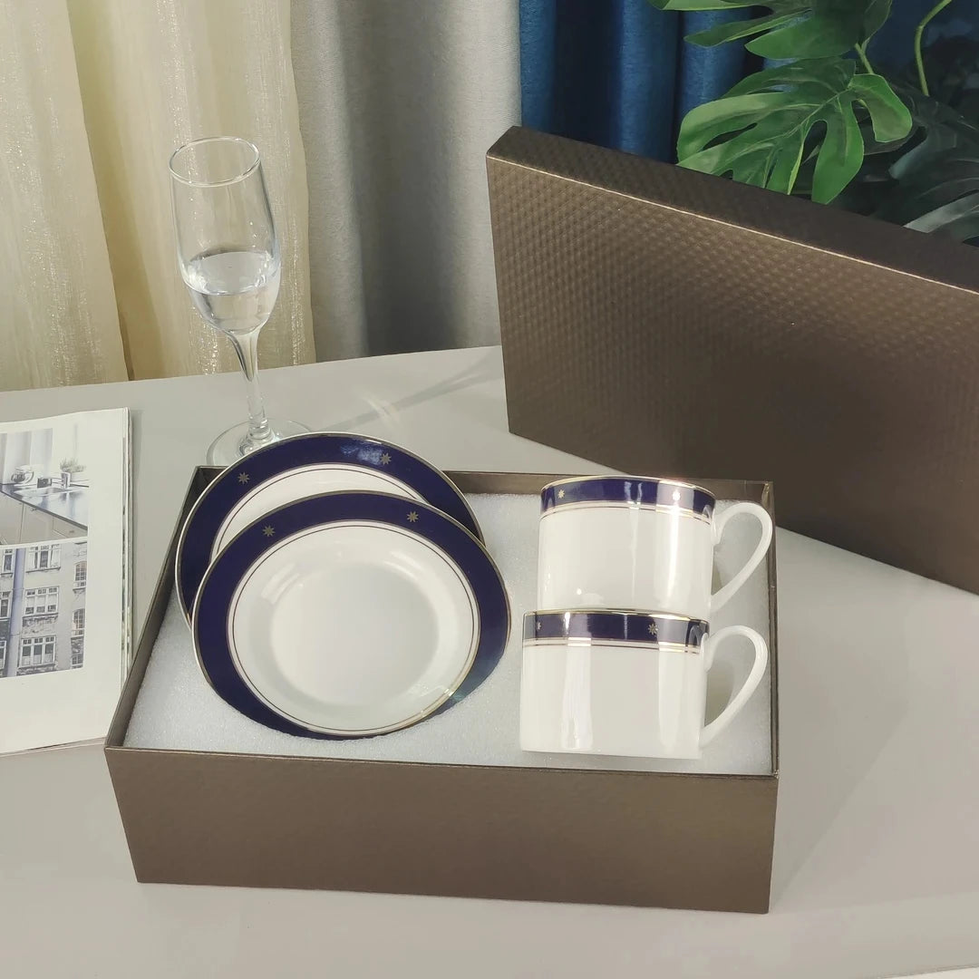 Luxuriöse blaue Espressotassen, 230 ml – Keramik-Kaffeetassen- und Untertassen-Set – Professionelle Latte-Art-Tasse für den Barista zu Hause – Exquisites Accessoire
