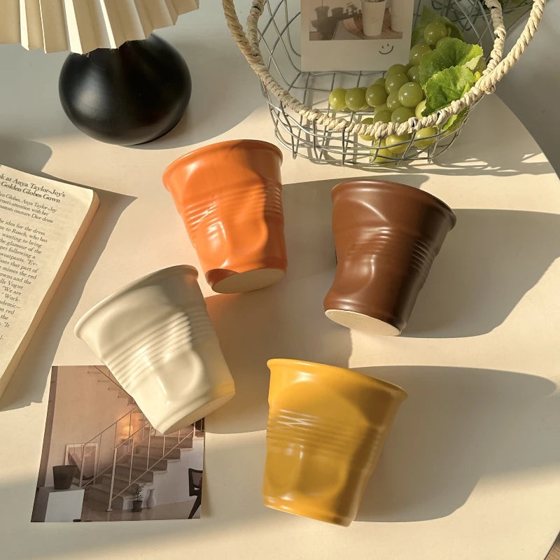 1PC  Dopamine Colored Coffee Cup High Aesthetic Ceramic Coffee Cup Home Office Water Cup