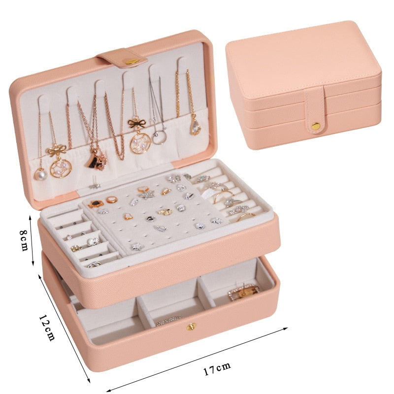 Size S/M/L Jewelry Organizer Display Travel Jewellery Case Boxes Travel Portable Jewelry Box PU Storage Organizer Earring Holder