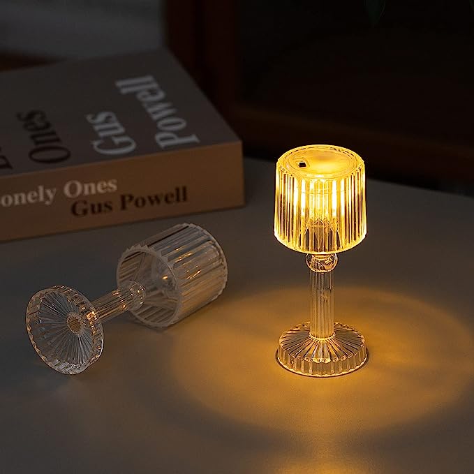 6 Pack Warm White Clear Crystal Mini Acrylic LED Desk Lamps, Mini Table Lamp,Decorative Accent Night Lights,Appropriate for a Child`s Party, Child`s Vanity,Bar Decor (Type 2)