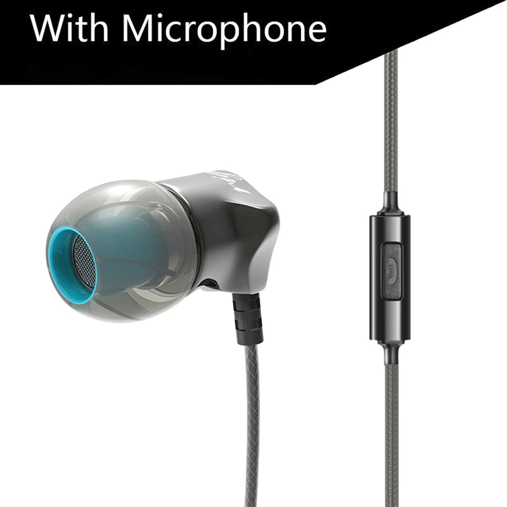 QKZ DM7 Earphone Built-in Mic HiFi Heavy Bass 3.5mm Earbuds Metal Stereo Noise Isolating In-ear Headset