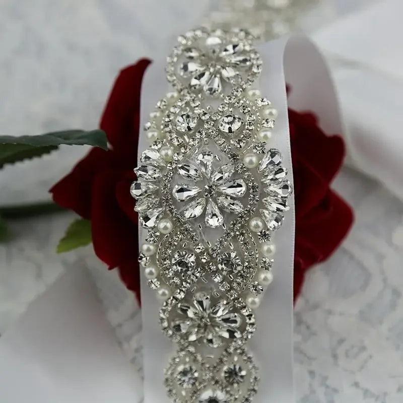 JLZXSY Flower Style Wedding Belt Bridal Sash Belt Crystal Rhinestone Dress Sash Prom Sash Wedding Accessories