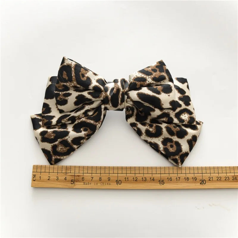 New Fashion Leopard Big Bow Fabric Hairpin Spring Clip Barrettes Women Girls Hair Accessories Headdress