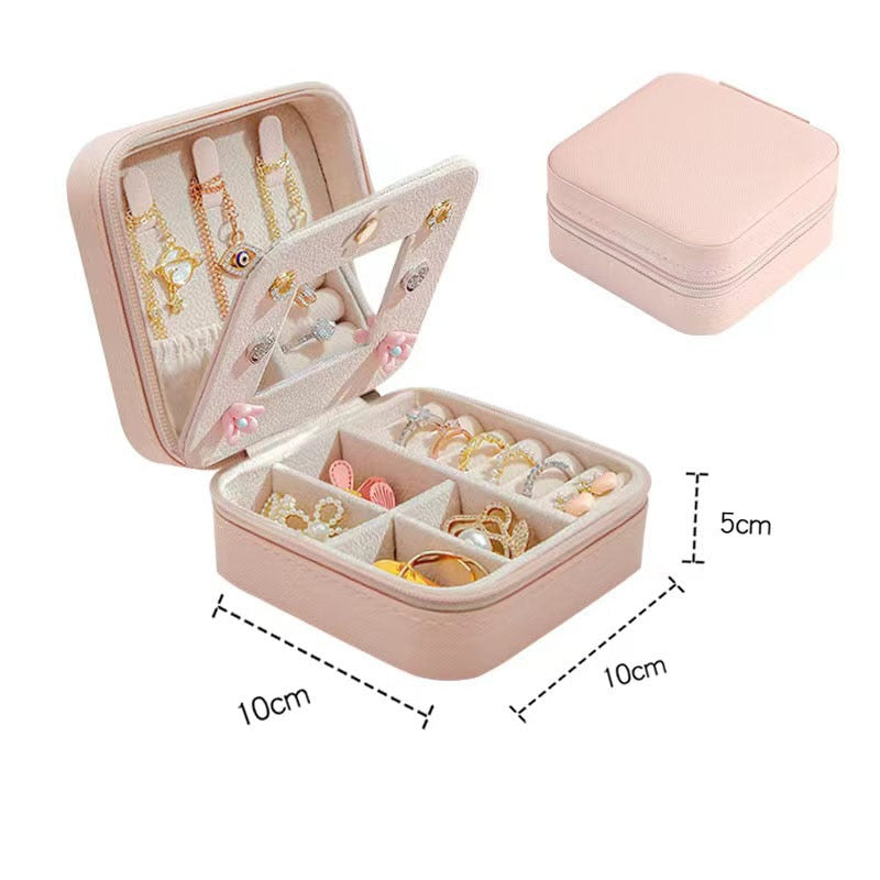 Portable Jewelry Storage Box Travel Organizer Jewelry Case Leather Storage Earrings Necklace Ring Jewelry Organizer Display