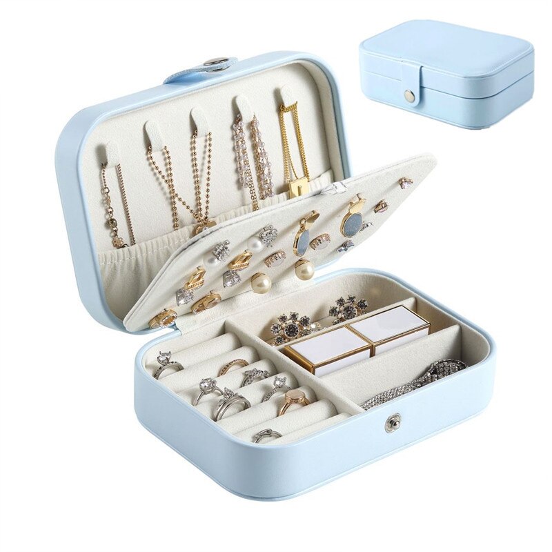 High Quality Jewelry Box Organizer Storage Leather Holder Earrings Ring Necklace Case Protable Jewel Packaging For Gift Display