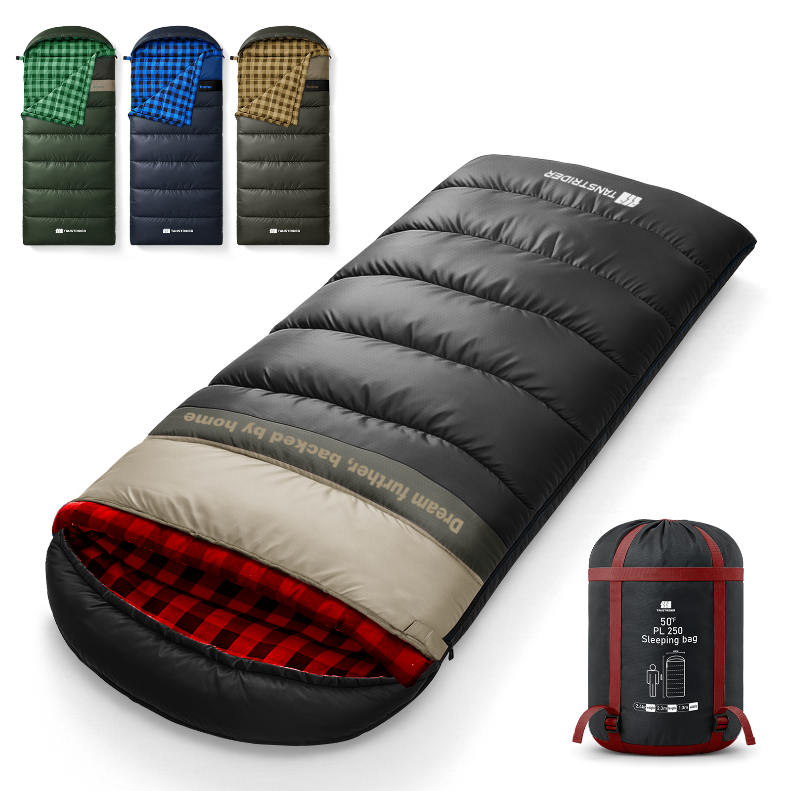 Hooded single-person flannel Plain sleeping bag