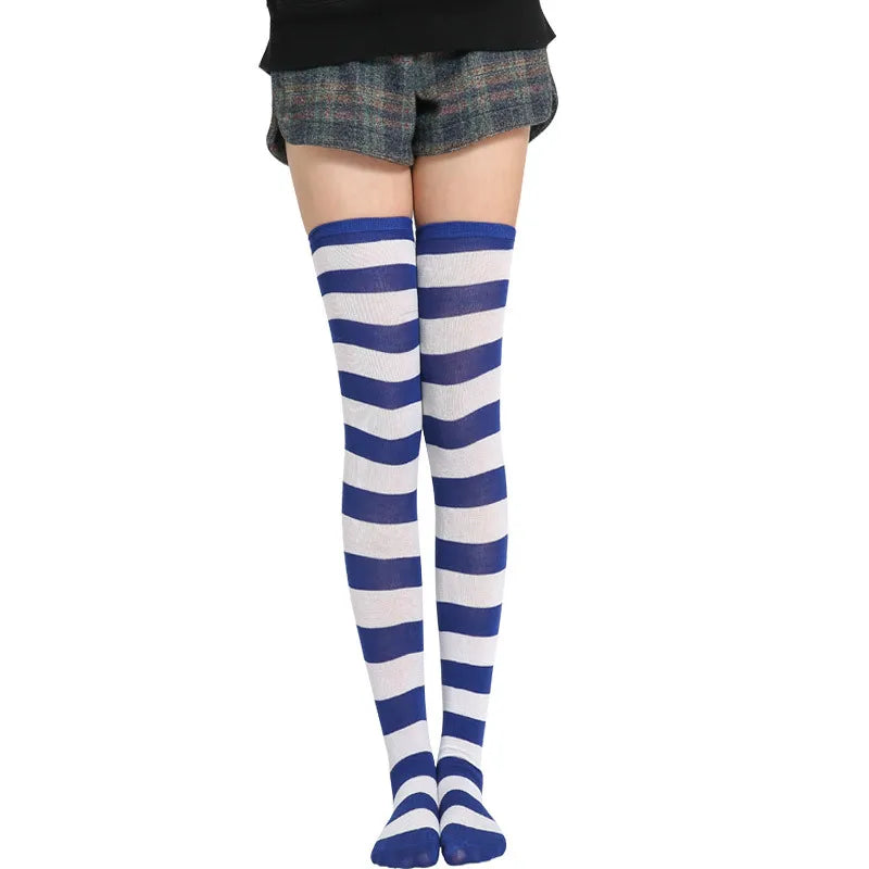 JK Woman Cosplay Stockings Orange Black Strips Lolita Long Socks Over Knee Thigh High Socks Women Compression Socks